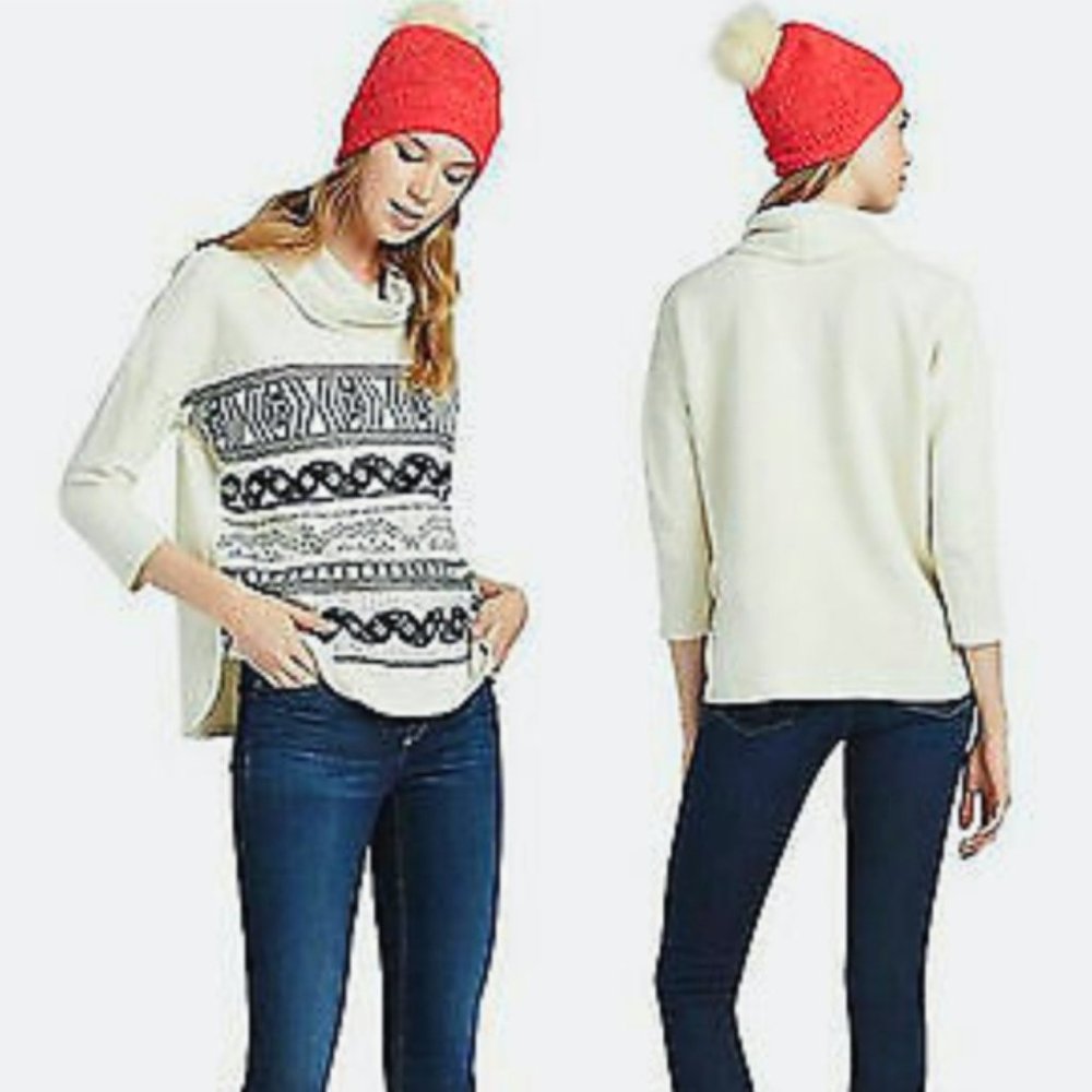 Lucky Brand • Stripe Embroidered Cowl Sweater